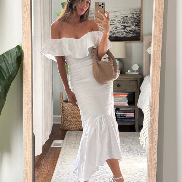 REFORMATION Baela Linen Dress in White